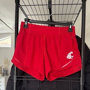 Lululemon x WSU red low rise atheltic shorts